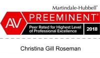 Martindale-Hubbell | AV Preeminent | Peer Rated for Highest Level of Professional Excellence | 2018 | Christina Gill Roseman